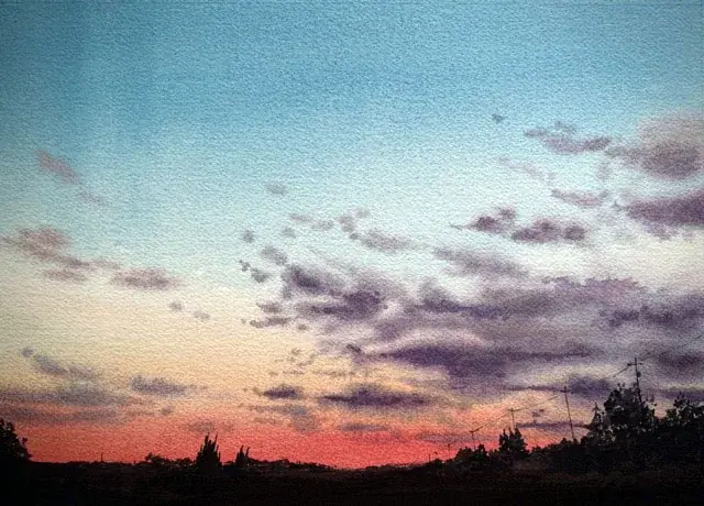 Après le soleil, aquarelle de Pierre Renollet