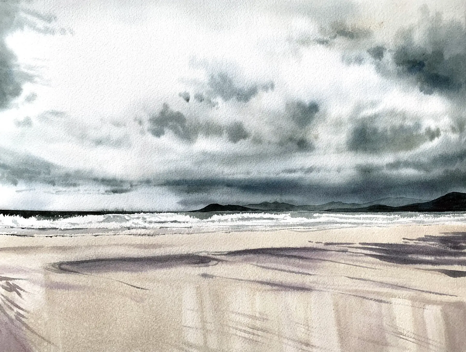 Avant l'orage, aquarelle de Pierre Renollet