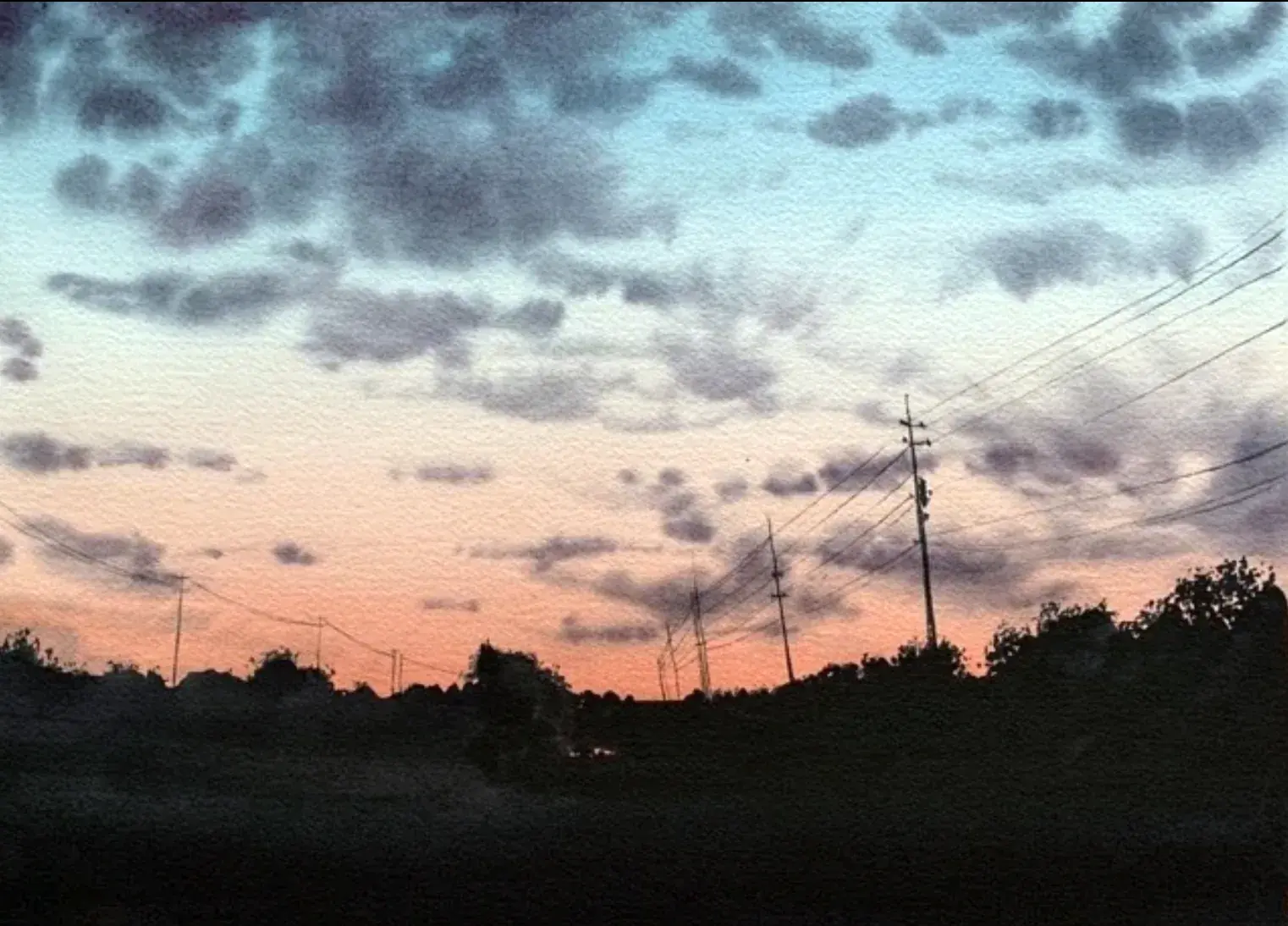 Avant la nuit, aquarelle de Pierre Renollet
