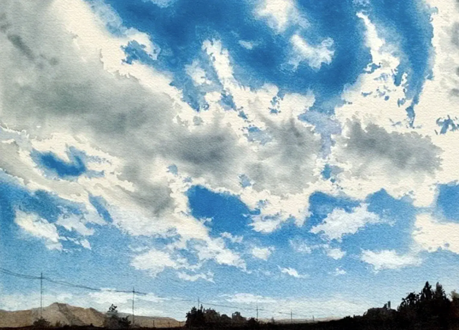 Cumulus, aquarelle de Pierre Renollet
