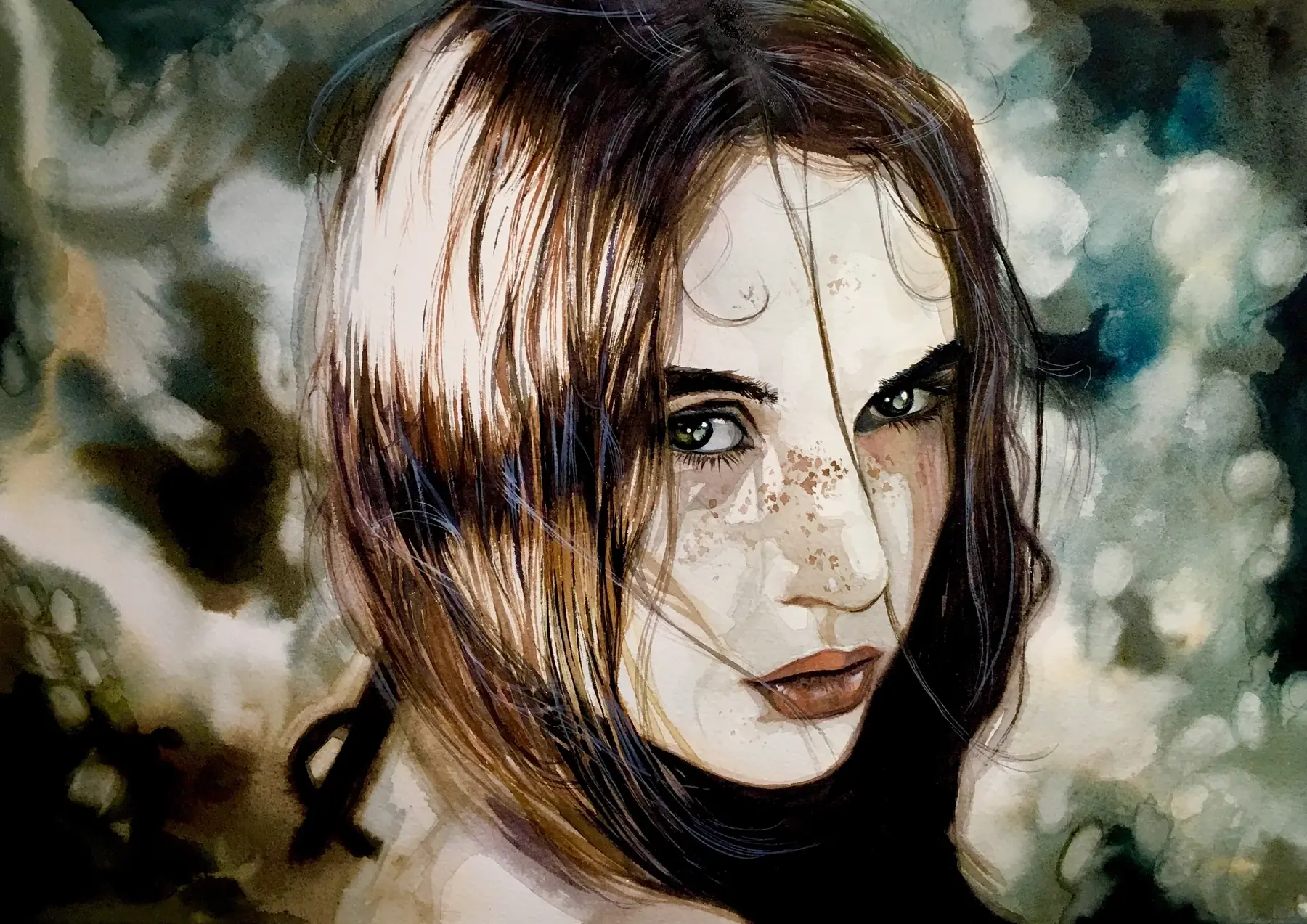 Elle, aquarelle de Pierre Renollet