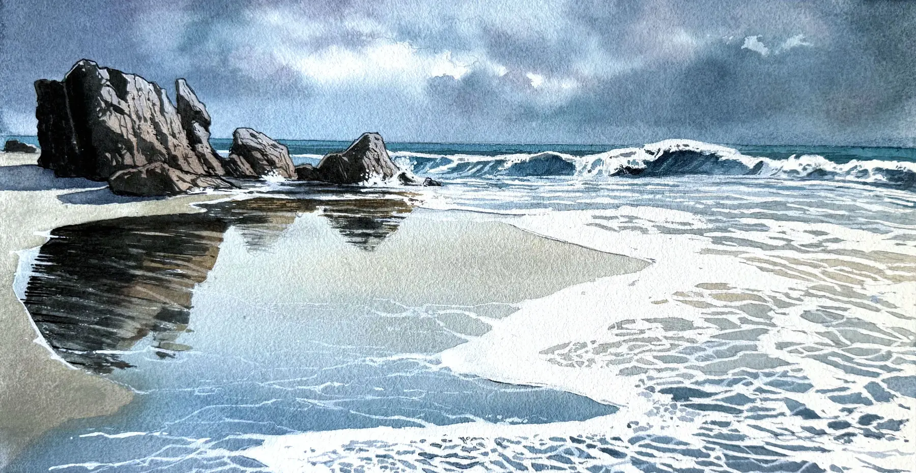 L'empreinte, aquarelle de Pierre Renollet