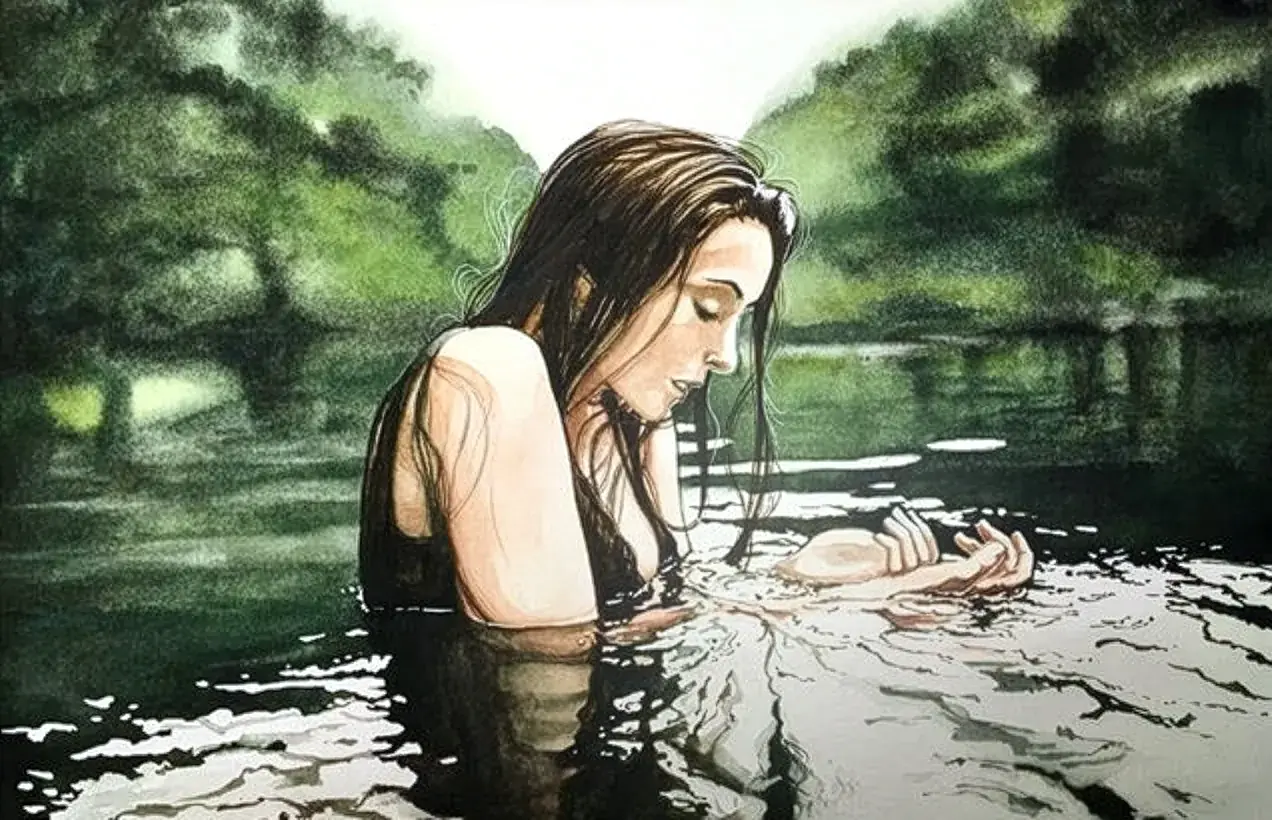 L'offrande, aquarelle de Pierre Renollet