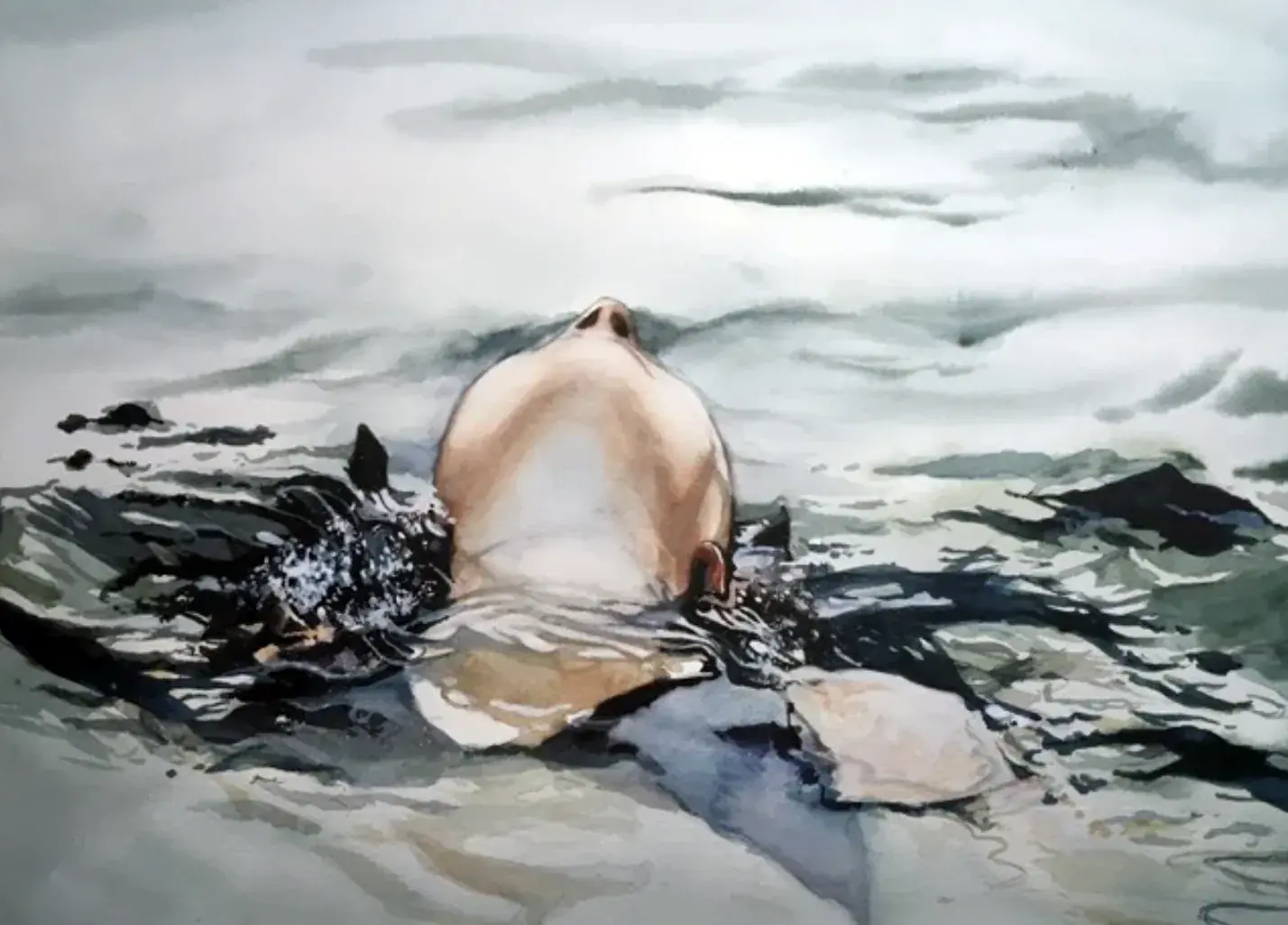 Le dos, aquarelle de Pierre Renollet