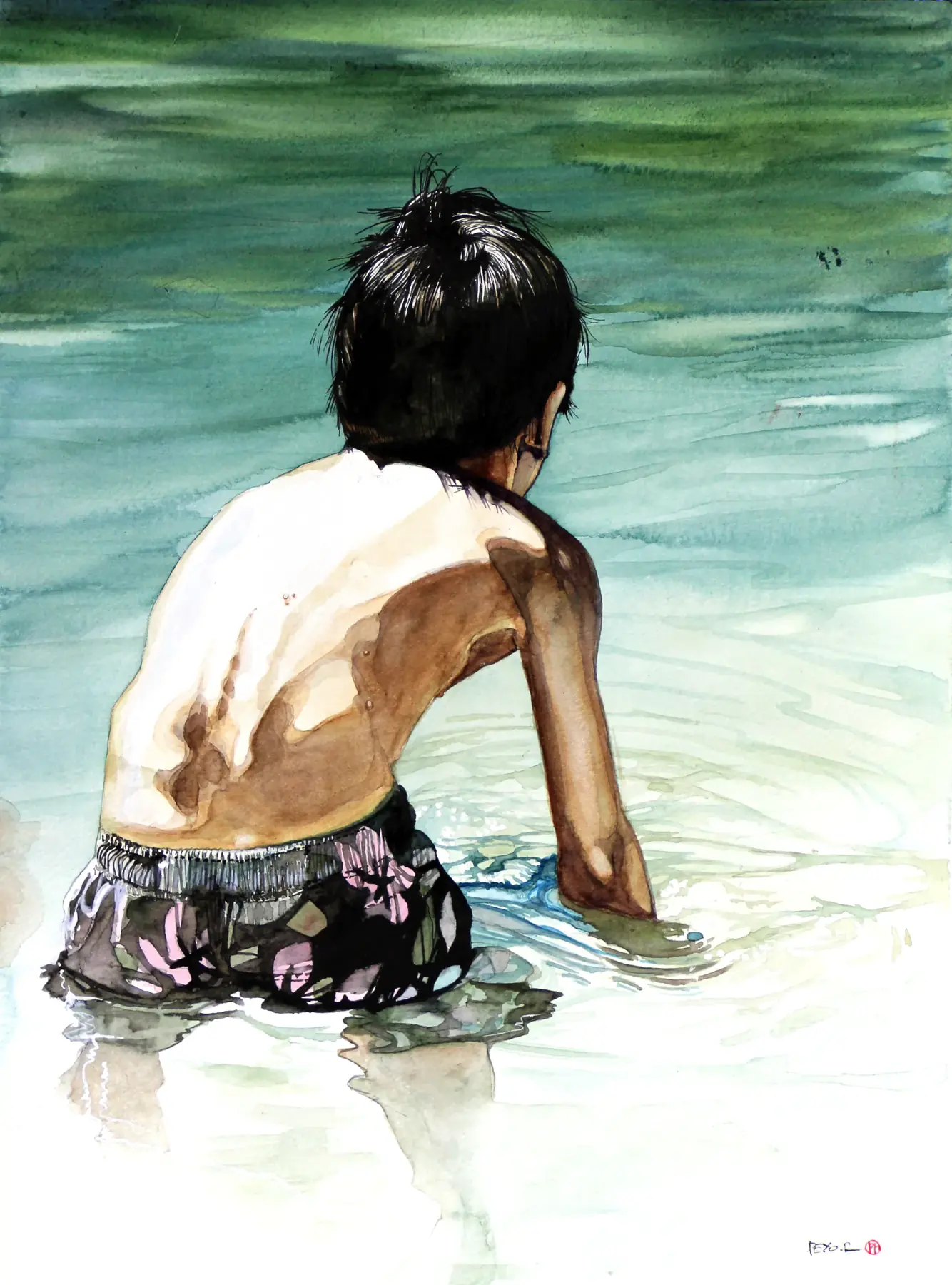 Vacances, aquarelle de Pierre Renollet
